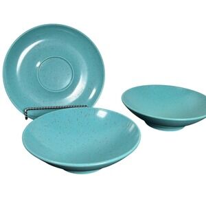 Vintage Holiday by Kenro Turquoise Confetti Melamine 1 Bowl + of Saucer Set MCM